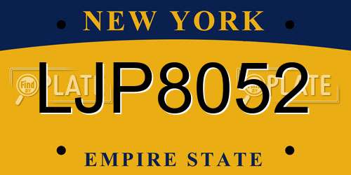 LJP8052 New York License Plate