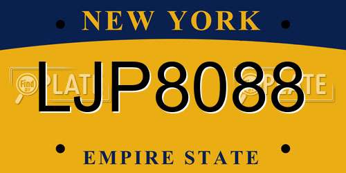 LJP8088 New York License Plate