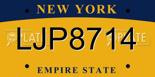 LJP8714 New York License Plate