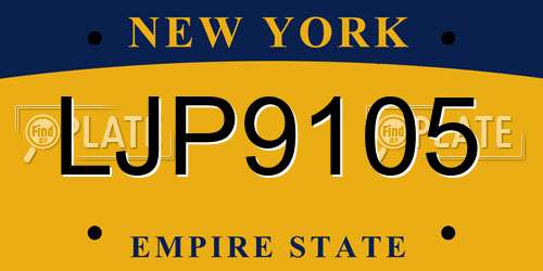 LJP9105 New York License Plate