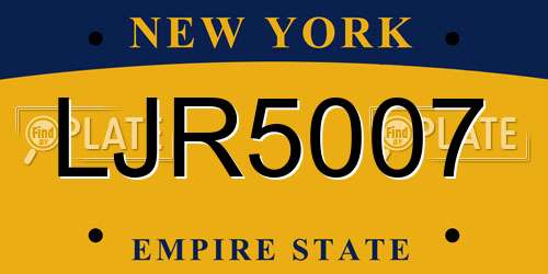LJR5007 New York License Plate