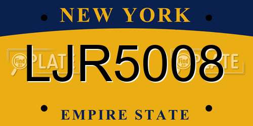 LJR5008 New York License Plate