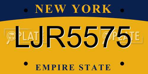 LJR5575 New York License Plate