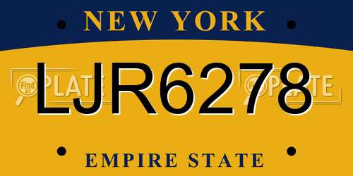 LJR6278 New York License Plate