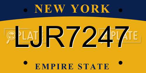 LJR7247 New York License Plate