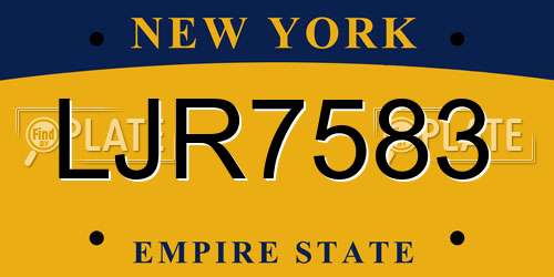 LJR7583 New York License Plate