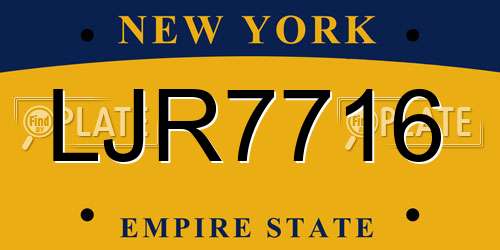 LJR7716 New York License Plate