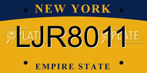 LJR8011 New York License Plate