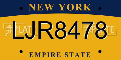 LJR8478 New York License Plate