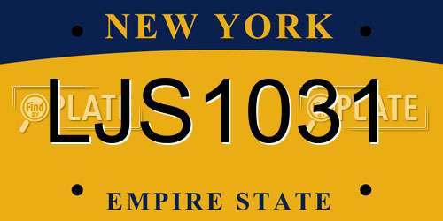 LJS1031 New York License Plate