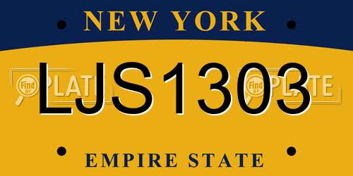 LJS1303 New York License Plate