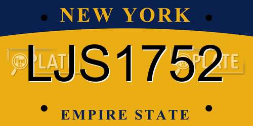 LJS1752 New York License Plate