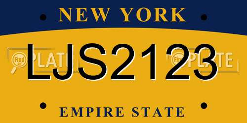 LJS2123 New York License Plate