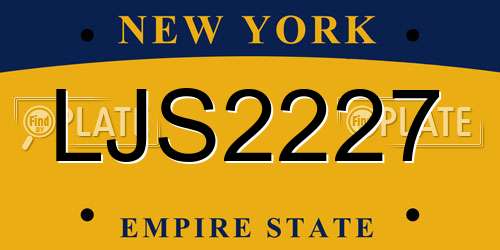 LJS2227 New York License Plate