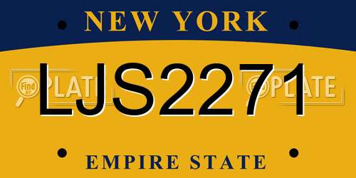 LJS2271 New York License Plate