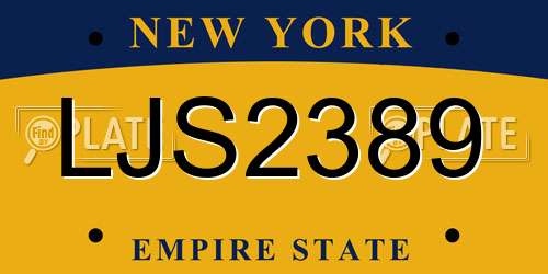 LJS2389 New York License Plate