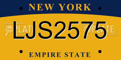 LJS2575 New York License Plate