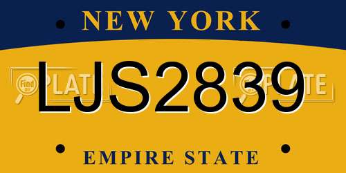 LJS2839 New York License Plate