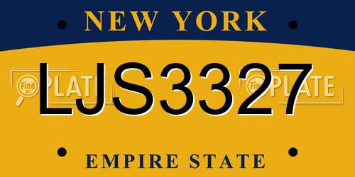 LJS3327 New York License Plate