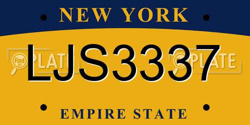 LJS3337 New York License Plate