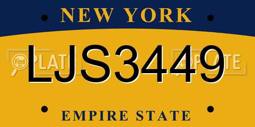 LJS3449 New York License Plate