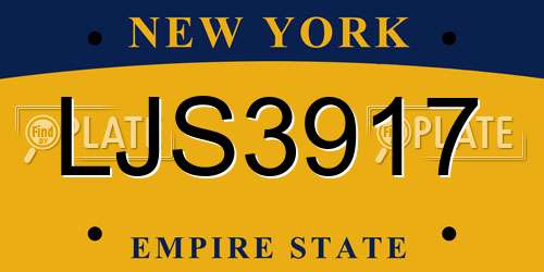 LJS3917 New York License Plate