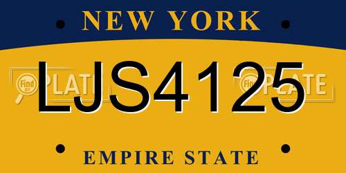 LJS4125 New York License Plate