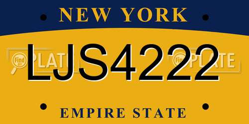 LJS4222 New York License Plate