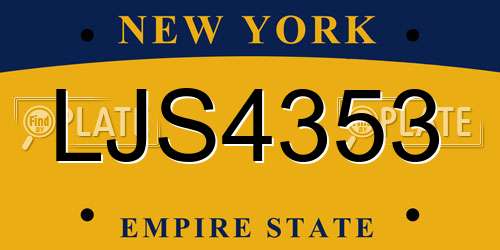 LJS4353 New York License Plate