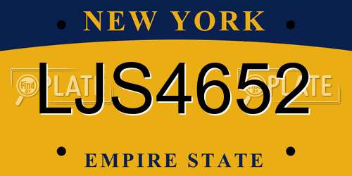LJS4652 New York License Plate