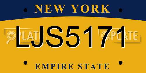LJS5171 New York License Plate