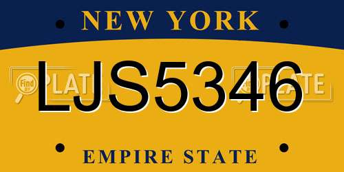 LJS5346 New York License Plate