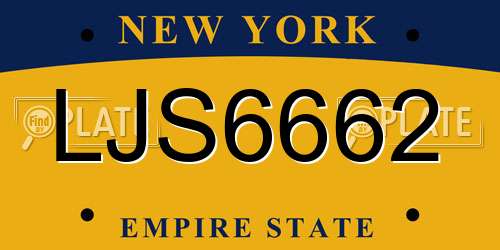LJS6662 New York License Plate
