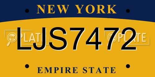 LJS7472 New York License Plate