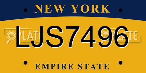 LJS7496 New York License Plate