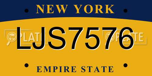 LJS7576 New York License Plate