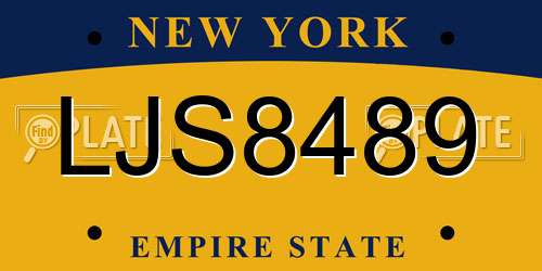 LJS8489 New York License Plate