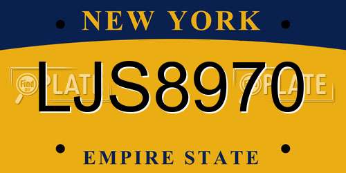 LJS8970 New York License Plate
