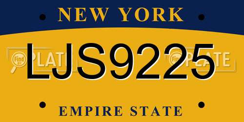 LJS9225 New York License Plate