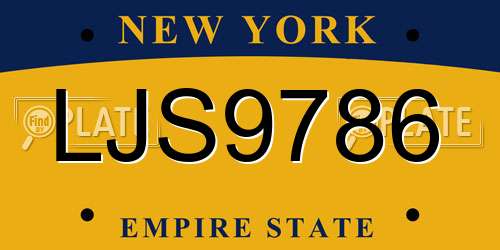 LJS9786 New York License Plate