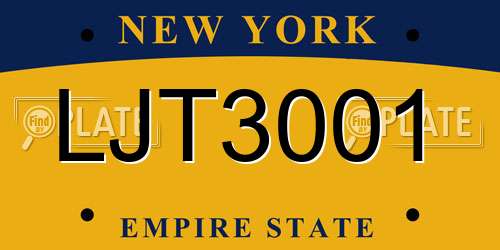 LJT3001 New York License Plate