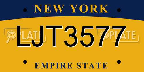 LJT3577 New York License Plate