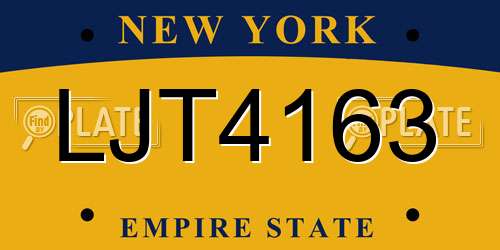 LJT4163 New York License Plate