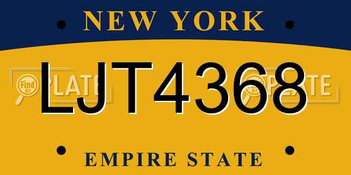 LJT4368 New York License Plate
