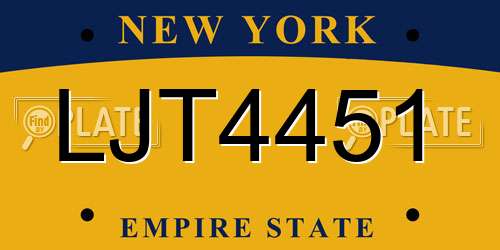 LJT4451 New York License Plate