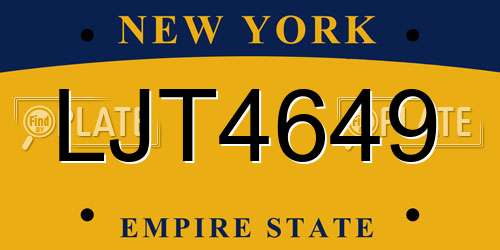 LJT4649 New York License Plate