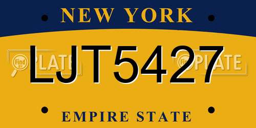 LJT5427 New York License Plate