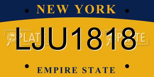 LJU1818 New York License Plate
