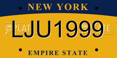 LJU1999 New York License Plate