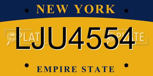 LJU4554 New York License Plate